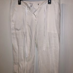 Nordstrom White Linen “Signature” Wide Leg Pant